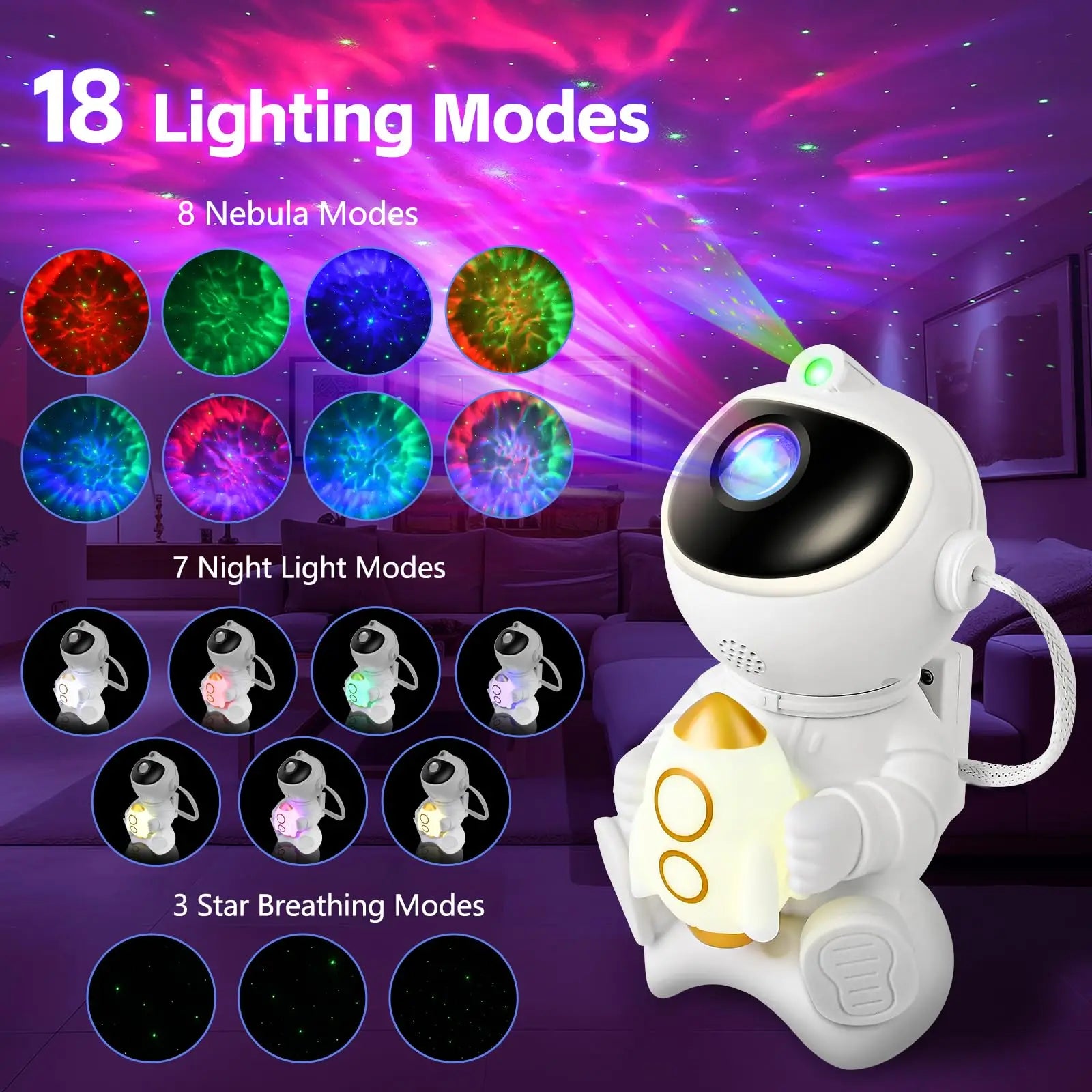 Astronaut Galaxy Projector™ – Night Sky Lamp with Bluetooth Speaker