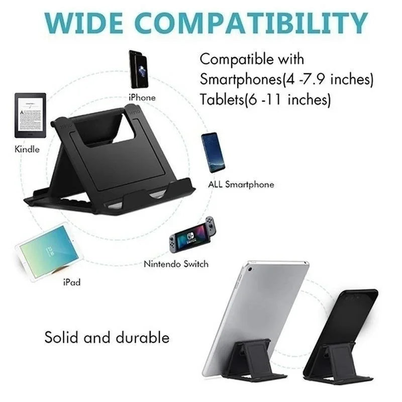 Soporte Plegable Ajustable para Teléfono y Tablet – Compacto y Antideslizante